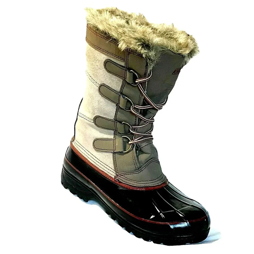Khombu Suede Duck Boots North Star Leather Shearling Lined 7 Tan Snow Winter